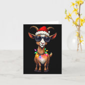 Geit Santa Hat Lights Kerst Schattige Xmas Pajama Kaart (Gele Bloem)
