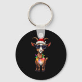 Geit Santa Hat Lights Kerst Schattige Xmas Pajama Sleutelhanger (Voorkant)