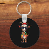 Geit Santa Hat Lights Kerst Schattige Xmas Pajama Sleutelhanger (Voorkant)