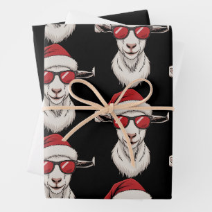 Geit Santa Hoed Grappig Schattig Boerderij Dier Bo Inpakpapier Vel