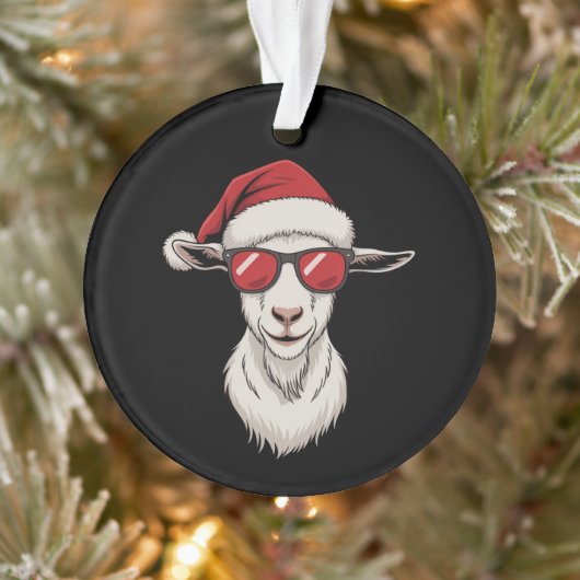 Geit Santa Hoed Grappig Schattig Boerderij Dier Bo Ornament (Boom)