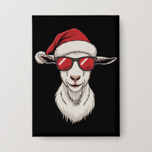 Geit Santa Hoed Grappig Schattig Boerderijdier Boe Button