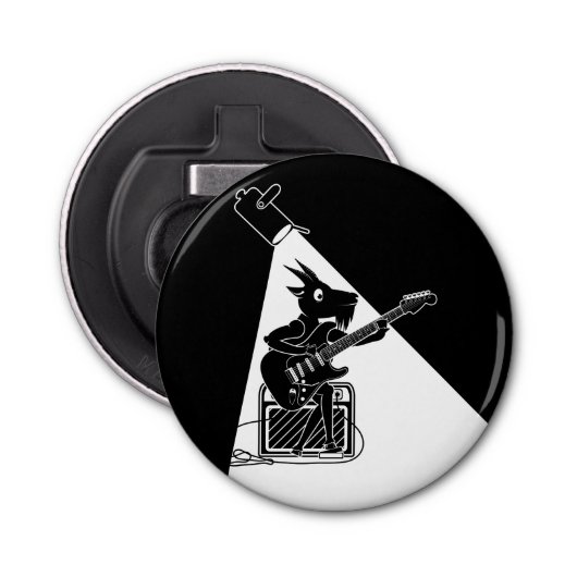 Geit speelt elektrische gitaar button flesopener (Voorkant)