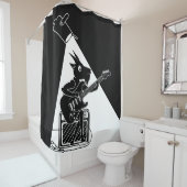 Geit speelt elektrische gitaar douchegordijn (In situ)