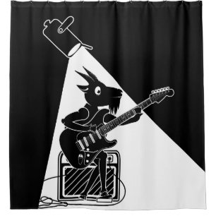 Geit speelt elektrische gitaar douchegordijn