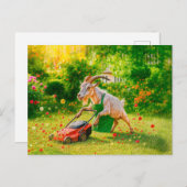 Geit vernietigt tuin met grasmaaier feestdagenkaart (Voorkant / Achterkant)