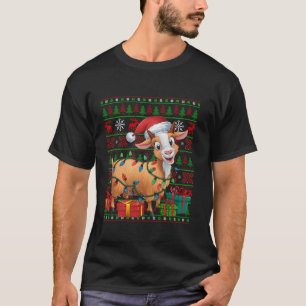 Geit Xmas Lights Ugly Santa Hat Geit Kerstmis T.S T-shirt