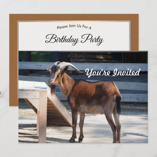 Geit Zwart Bruin Hoorns Dierenprofiel Verjaardag Kaart (Voorkant / Achterkant)