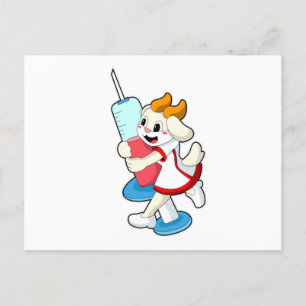 Geitel als verpleegster bij vaccinatie met spuit briefkaart