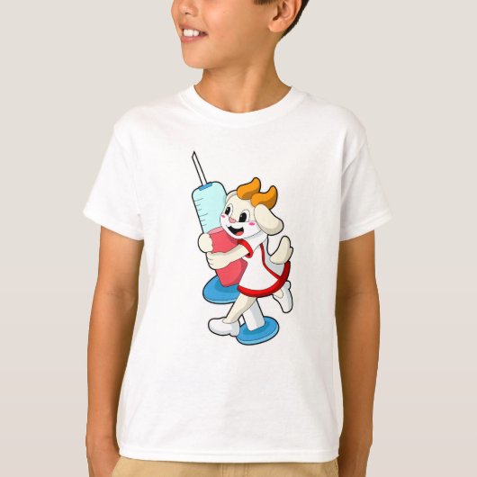 Geitel als verpleegster bij vaccinatie met spuit t-shirt (Voorkant)