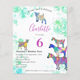 Geiten 6th Birthday Party Budget Flyer