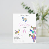 Geiten Aquarel Kinderen Verjaardagsfeestje Roze (Staand voorkant)
