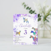 Geiten Aquarel Moderne Verjaardagsfeest Paars (Staand voorkant)