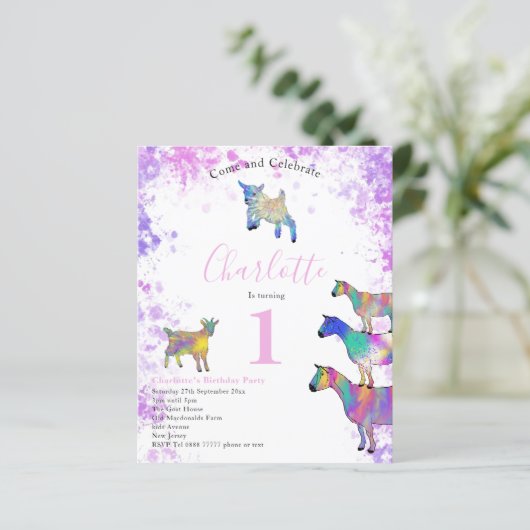 Geiten Boerderij Dier 1e Verjaardagsfeestbudget (Staand voorkant)