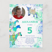 Geiten Boerderij Dierenkunst 5e Verjaardag Foto Bu Uitnodiging Briefkaart (Voorkant)