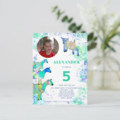 Geiten Boerderij Dierenkunst 5e Verjaardag Foto Bu Uitnodiging Briefkaart (Staand voorkant)