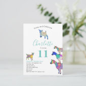 Geiten Boerderij Dierlijke Waterverf Verjaardagsfe Uitnodiging Briefkaart (Staand voorkant)