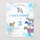 Geiten Boerderijdieren 3e Verjaardagsfeestje Blauw (Voorkant)