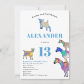 Geiten Dier Thema 13e Verjaardagsfeest Kaart (Voorkant)