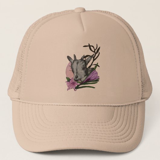 Geiten en bloemen trucker pet (Voorkant)