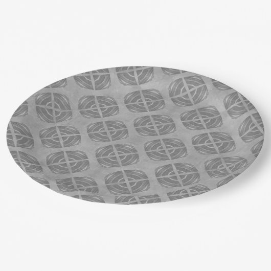 Geiten en cirkels grijs geometrisch patroon papieren bordje (Gekanteld)