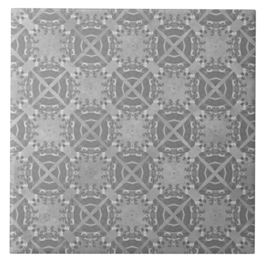 Geiten en cirkels grijs geometrisch patroon tegeltje (Voorkant)