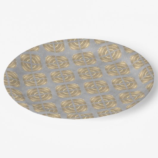 Geiten en cirkels grijs goudpatroon papieren bordje (Gekanteld)