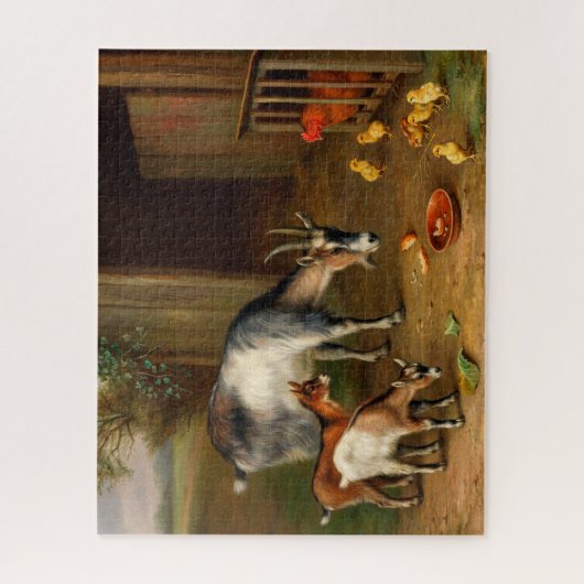 Geiten en kippen bij het Boerderij Jigzaag Puzzle Legpuzzel (Verticaal)
