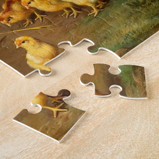 Geiten en kippen bij het Boerderij Jigzaag Puzzle Legpuzzel (Zijkant)
