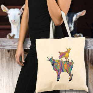 Geiten Grappige kleurrijke Boerderijdieren Tote Bag