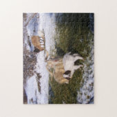 Geiten in de voorjaarssneeuw legpuzzel (Verticaal)