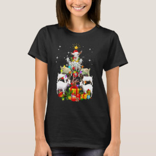 Geiten Kerst Pyjama Kerstmis Geiten Boom Lichtjes T-shirt