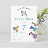 Geiten Kleurrijke Boerderij Dierlijke Kunst 7e Ver Kaart (Staand voorkant)