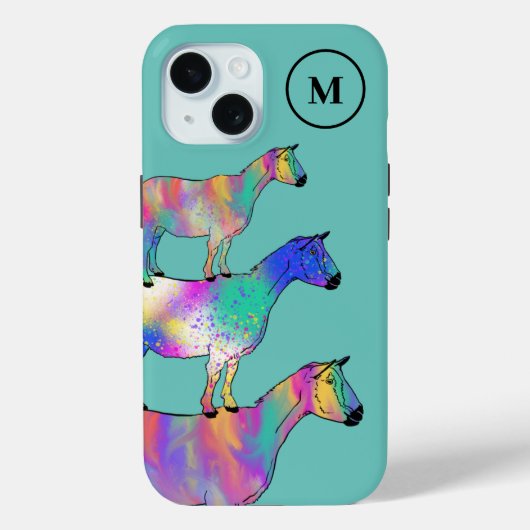 Geiten Kleurrijke Boerderij Dierlijke Kunst Monogr Case-Mate iPhone Case (Achterkant)