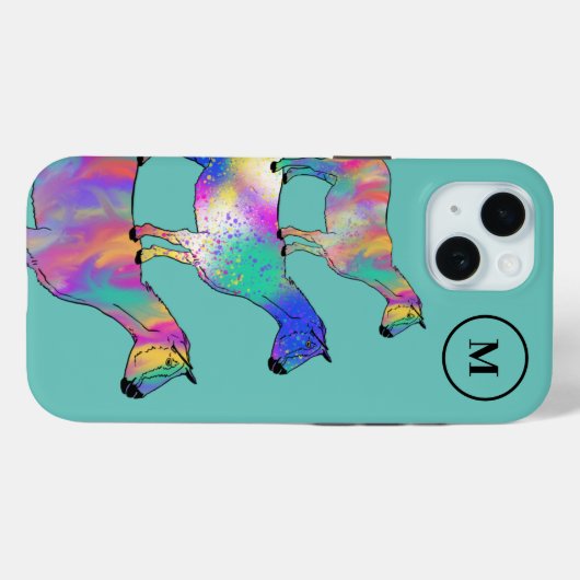 Geiten Kleurrijke Boerderij Dierlijke Kunst Monogr Case-Mate iPhone Case (Achterkant (horizontaal))
