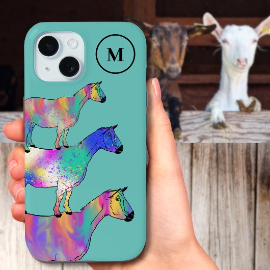 Geiten Kleurrijke Boerderij Dierlijke Kunst Monogr Case-Mate iPhone Case
