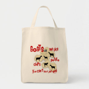 Geiten lijken op aardappelchips tote bag