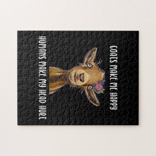 Geiten maken me blij dat ik van geit hou legpuzzel (Horizontaal)
