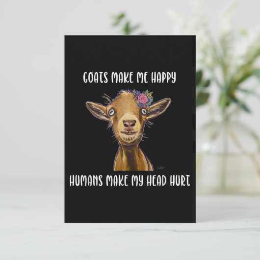 Geiten maken me blij dat ik van geit hou RSVP kaartje (Staand voorkant)