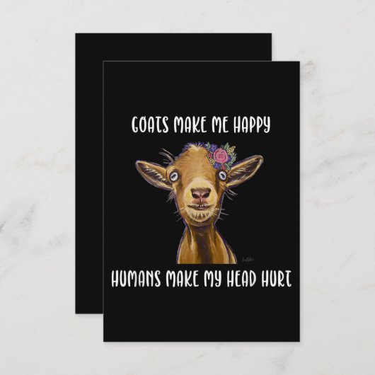 Geiten maken me blij dat ik van geit hou RSVP kaartje (Voorkant / Achterkant)