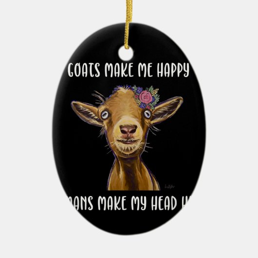 Geiten maken me gelukkig, Goat Lover Keramisch Ornament (Voorkant)