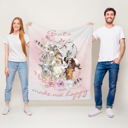 Geiten maken me gelukkige Waterverf Geitportretten Fleece Deken (In situ)