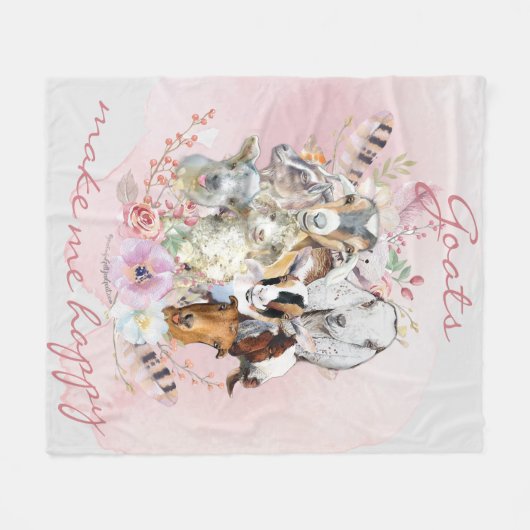 Geiten maken me gelukkige Waterverf Geitportretten Fleece Deken (Voorkant (Horizontaal))