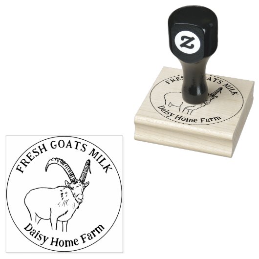 Geiten Melk Zuivel Bedrijfsnaam Zwart en Wit Rubberstempel (Gestempeld)