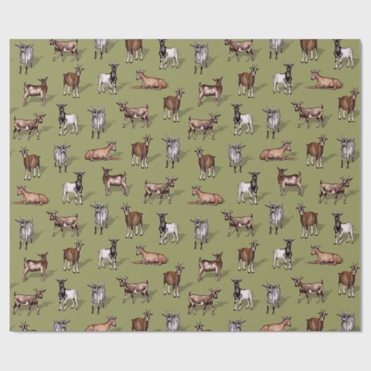 Geiten op groen - Goat Herd Pattern Cadeaupapier (Vlak)