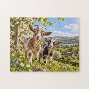 Geiten Platteland Weide Bloemrijk Pastorland Lands Legpuzzel