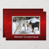 Geiten Sneeuwfeeder Foto Kerst Flat Feestdagenkaart (Voorkant / Achterkant)
