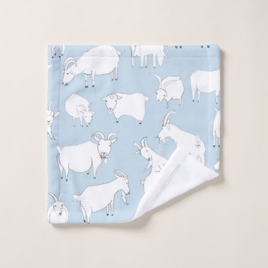 Geiten spelen - babyblauw bad handdoek (Wasdoekje)