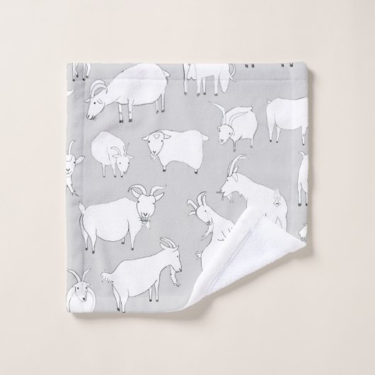Geiten spelen - Grijs Bad Handdoek (Wasdoekje)