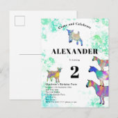 Geiten van geboorte, kleurrijke Waterverf Uitnodiging Briefkaart (Voorkant / Achterkant)